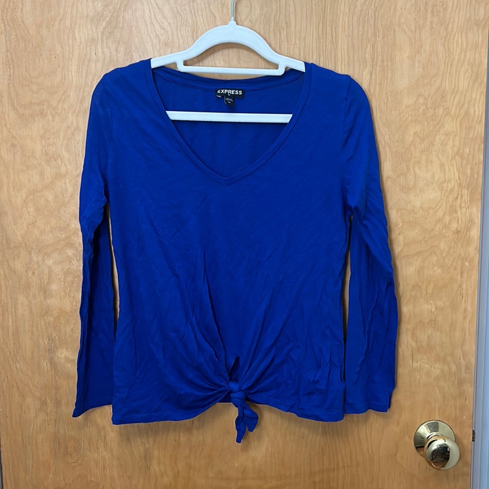 Like new royal blue EXPRESS long sleeve tie shirt